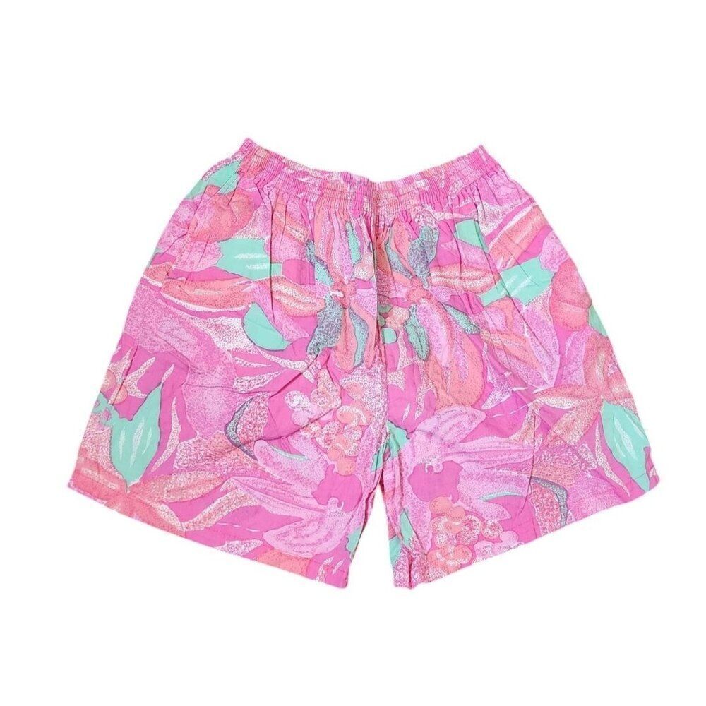 Vintage Homemade 80s Hot Shorts Pockets Tropical Womens Size M Pink